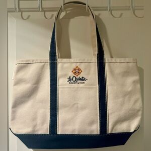 *NWT* Cream and Blue Large Canvas Tote Bag